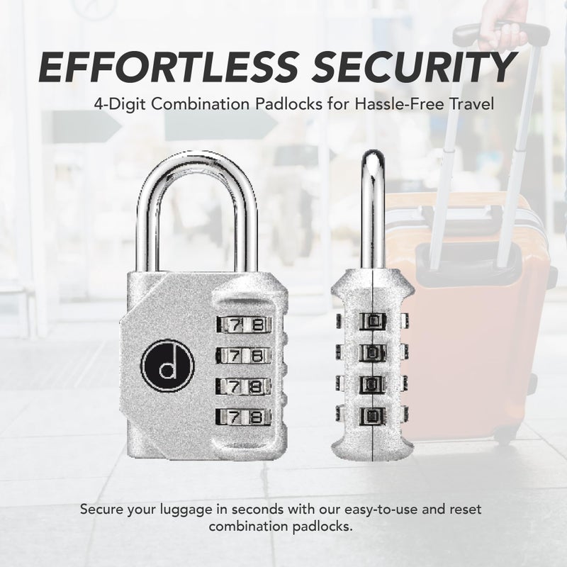 desired tools 4 Digit Combination Locks 2 Pack - Weatherproof Padlock with Code - Combination Lock for Locker, Gym, Outdoor Gate, Storage Shed, Fence Gate & Bike Lock - Keyless, Easy to Set, Reset - New Silver - Image 3